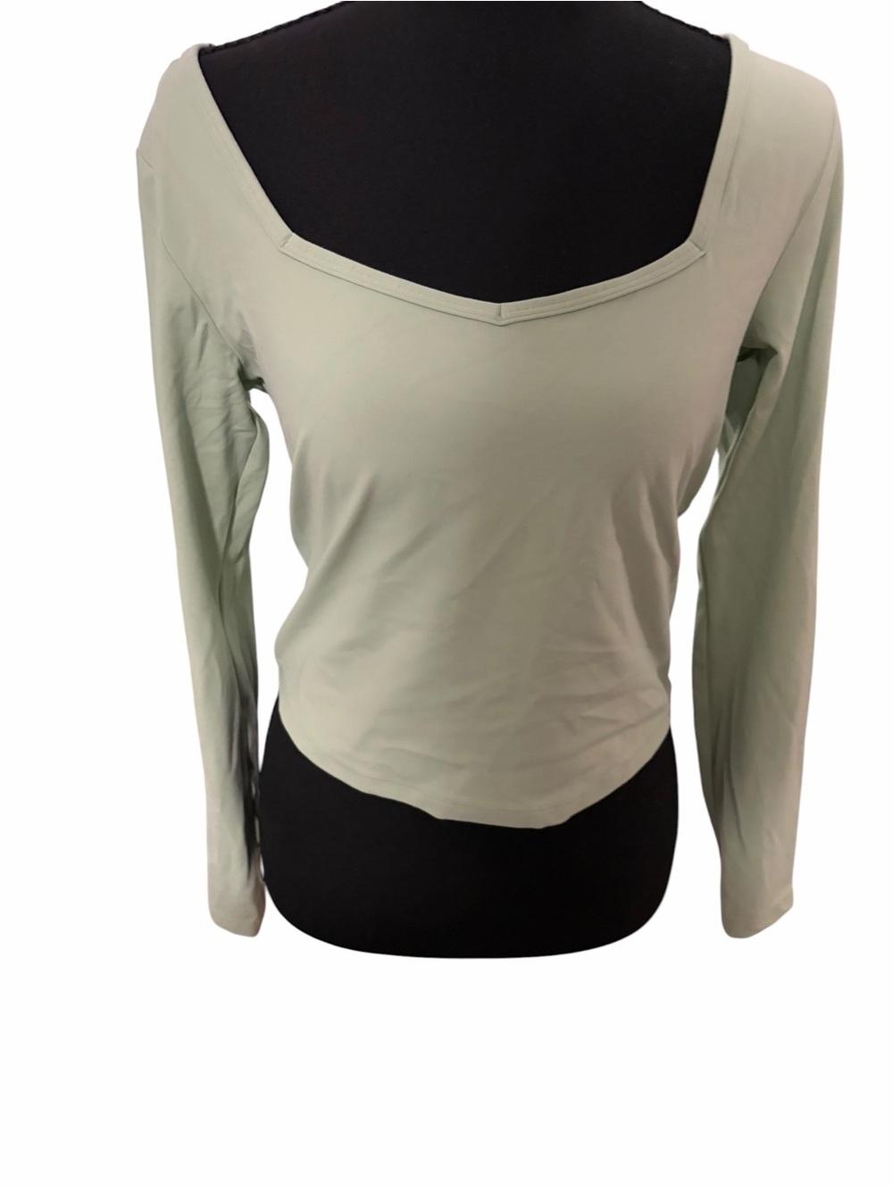 all in motion Light Sage Square-Neck Long Sleeve Top